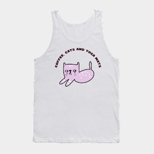 Coffee cats and yoga mats funny yoga and cat drawing Tank Top